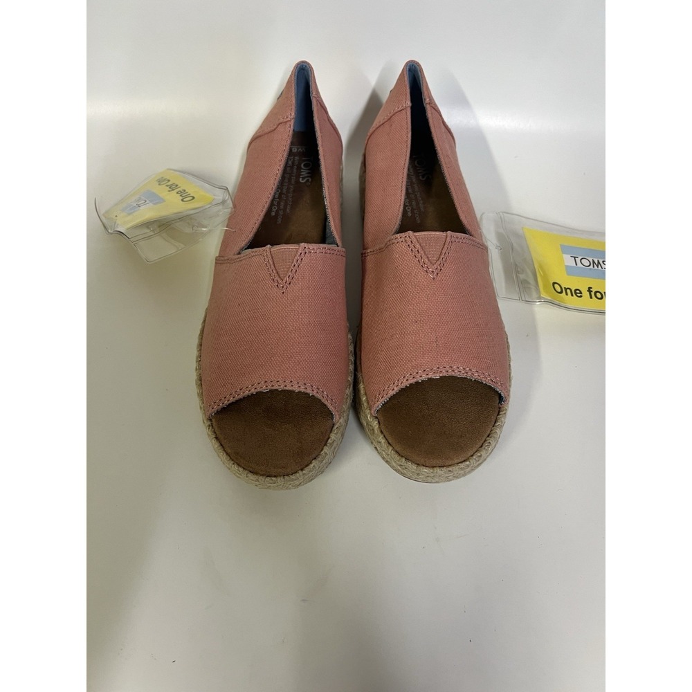 Toms Open Toe Platform Alpargata Women's Size 6 Color Dusty Orange/Pink